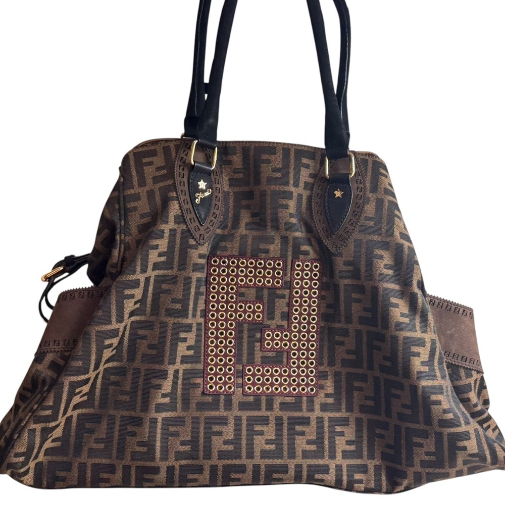 Fendi Zucca Studded Bag De Jour